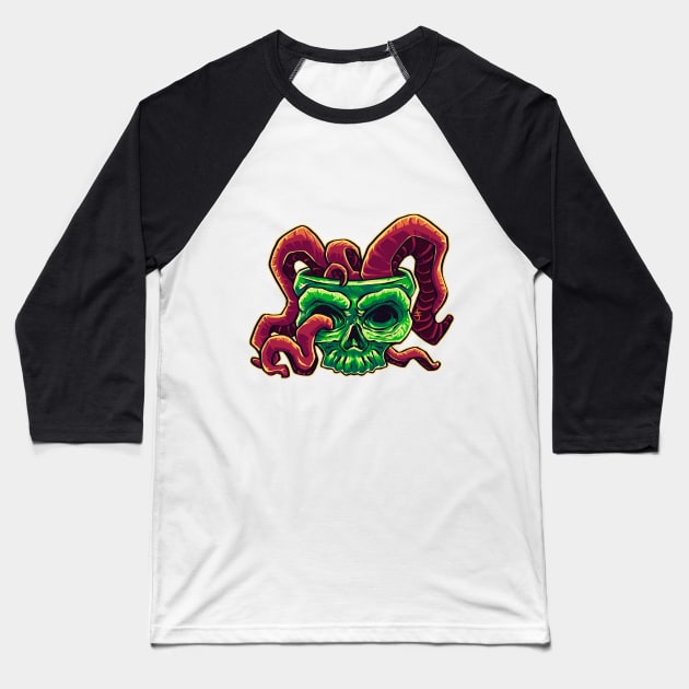 A Skull Full of Tentacles Baseball T-Shirt by Gloomlight